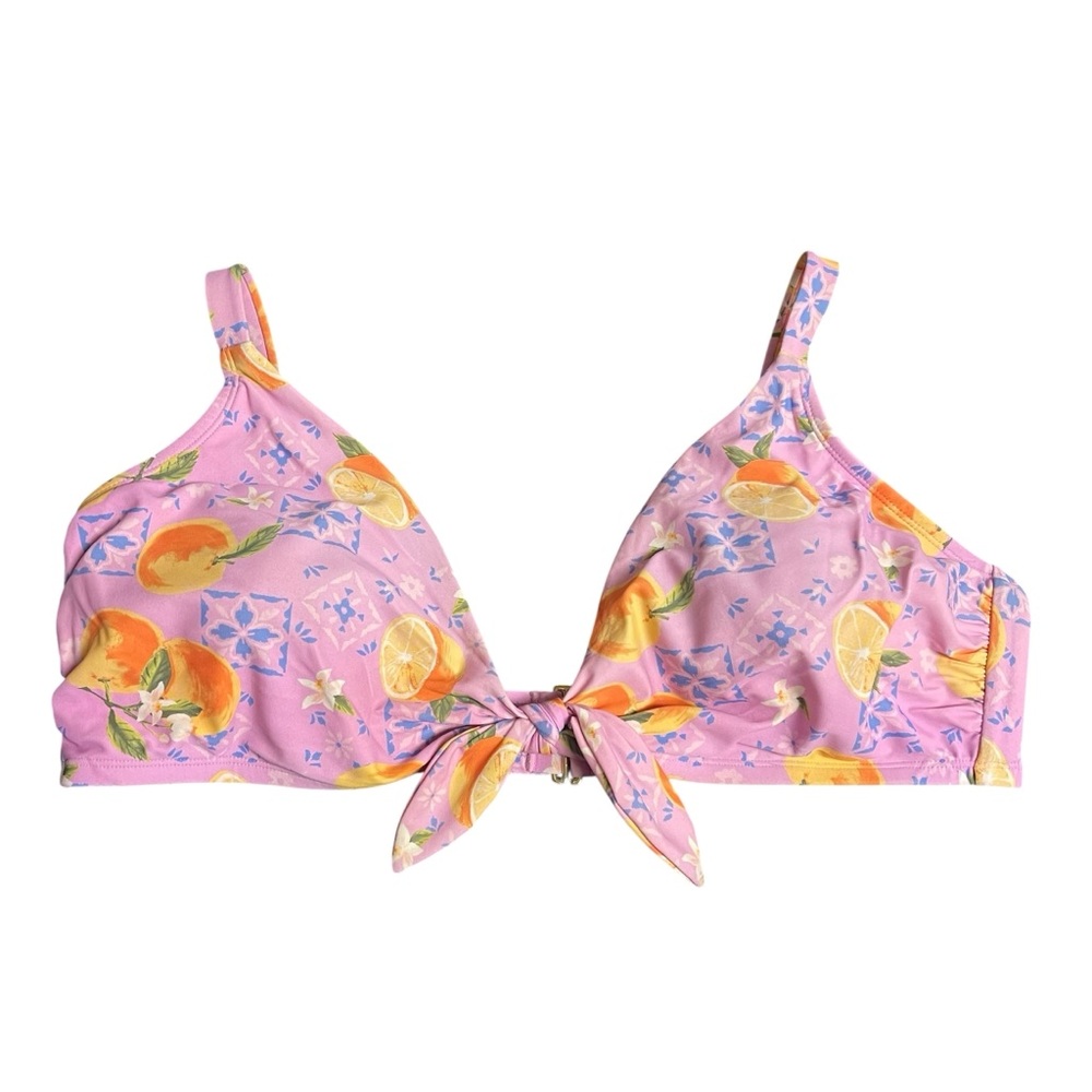 Time and‎ Tru Pink Floral Bikini Top